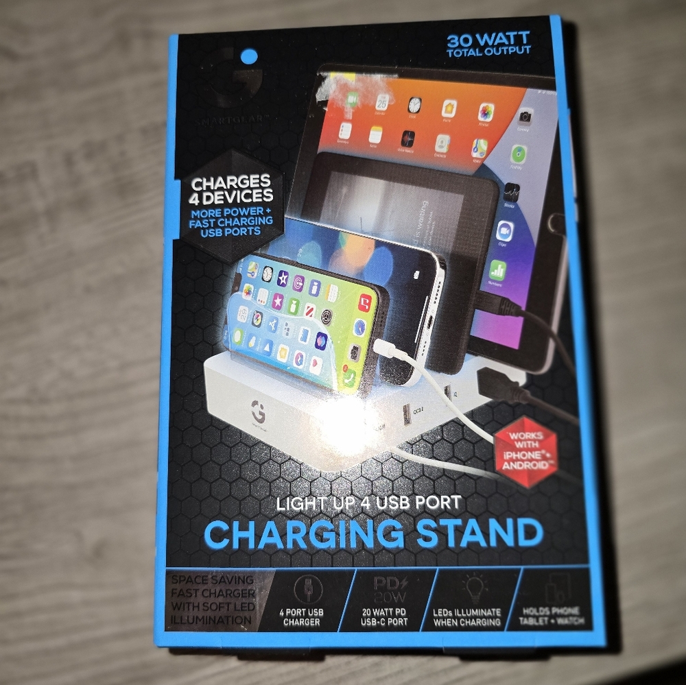 light up 4 port charging stand 30 watts